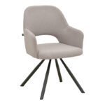 Armchair Verta grey beige fabric-black metal 59x58x87cm