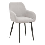 Armchair Telia light grey fabric-black metal 60x54x85cm