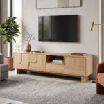 Jenfia mdf tv stand in natural shade 180x39x45.5cm