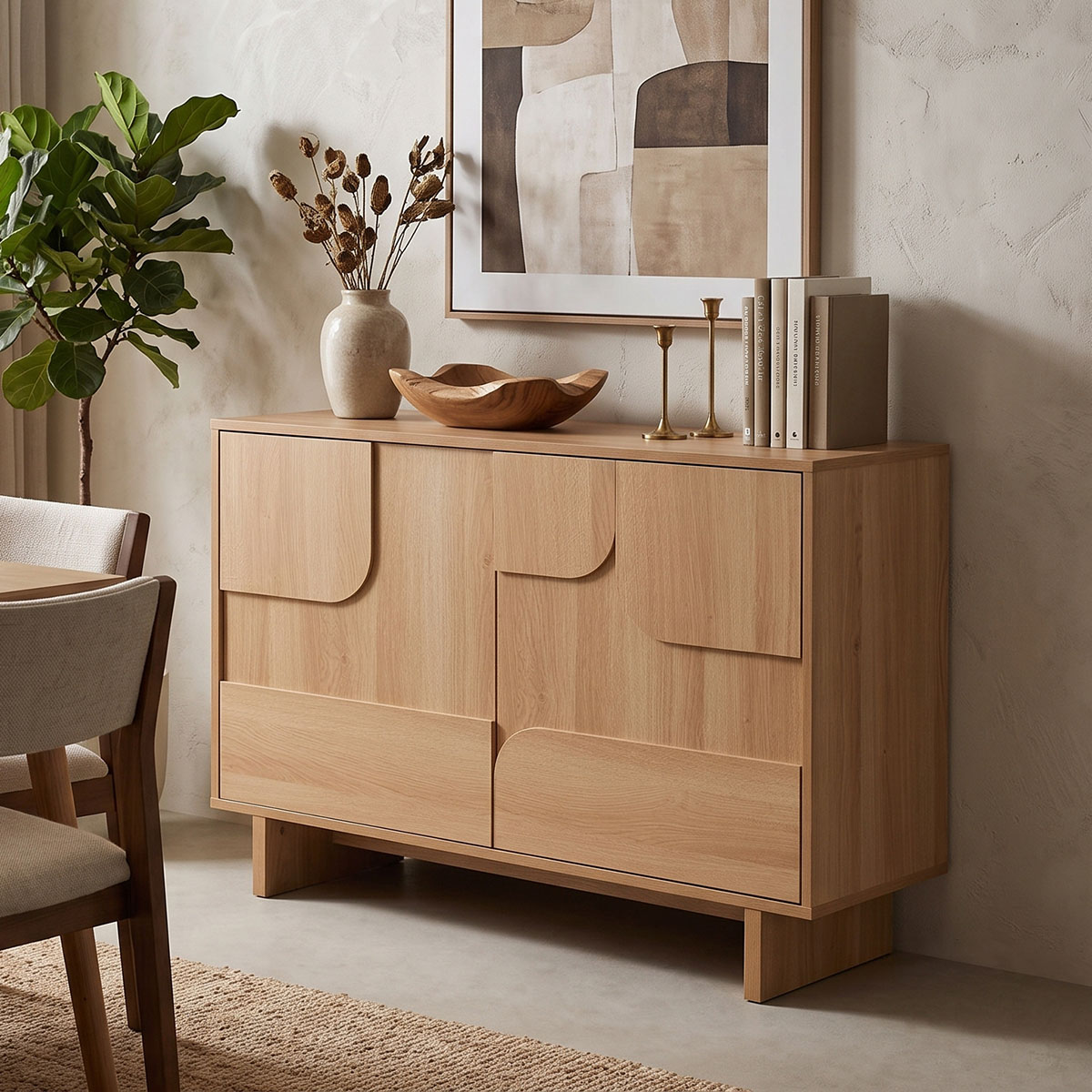 086-000032 Jenfia mdf buffet in natural shade 101,2x39x75.5cm - Слика 1