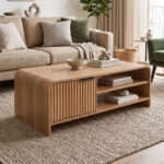 Kelba mdf coffee table in natural shade 100x50x35.5cm