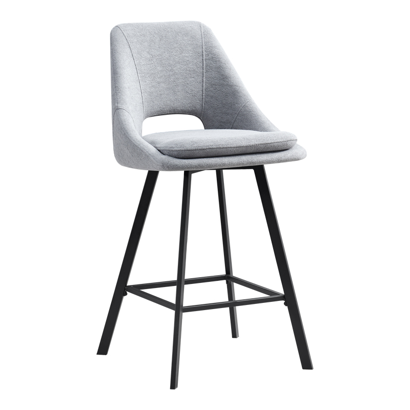 093-000044 Bar stool Initiate fabric grey-black metal leg 48x56x98cm - Слика 1