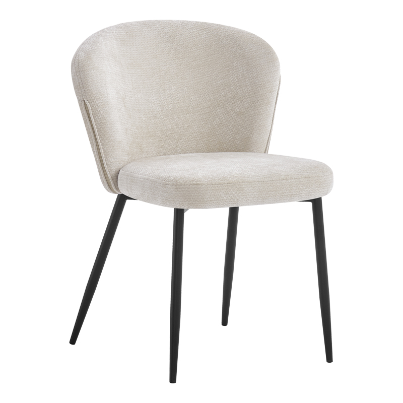 093-000045 Chair Mercy beige fabric with black metal leg 57x60.5x79cm - Слика 1