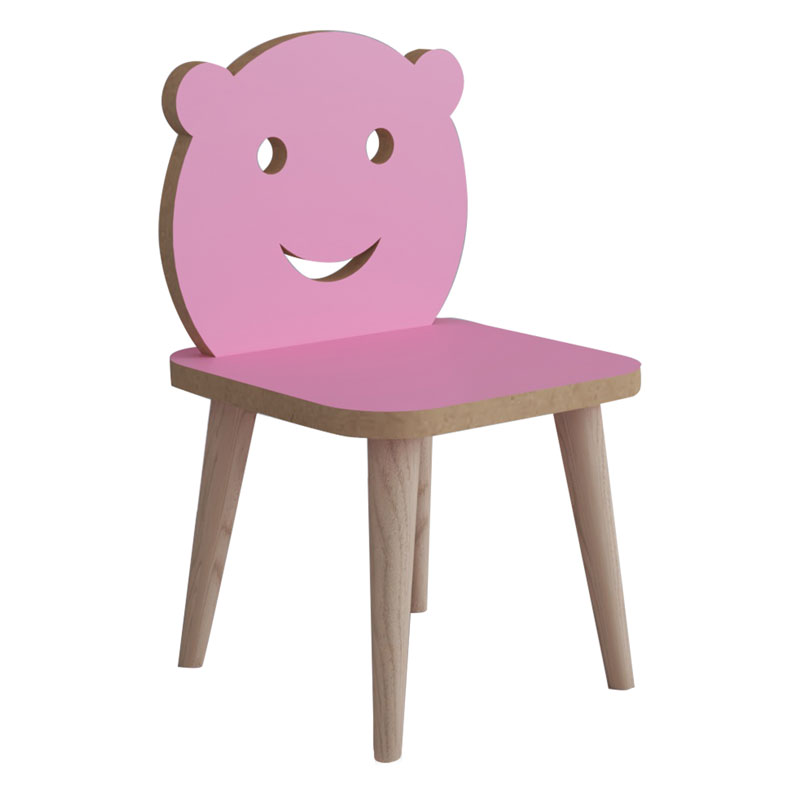 120-000290 Jerry children's chair pink-natural 30x30x52cm - Image 1