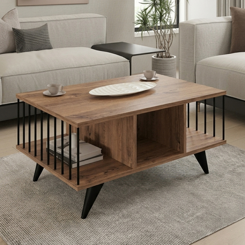 120-000683 Coffee table Pena sonoma with black 90x60x39.5cm - Слика 1