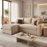 Belle reversible corner sofa bed beige fabric 236x164x88cm