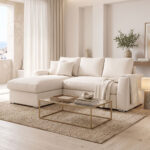 Belle corner reversible sofa bed ecru fabric 236x164x88cm