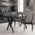 Table Vertex black marble and metal 110x70x72cm