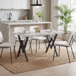 Table Vertex white marble with black metal 110x70x72cm