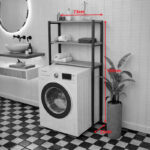 Bathroom shelf Valerio oak with black metal 73x22x150cm - Слика 2