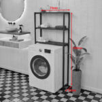 Bathroom shelf Valerio anthracite with black metal 73x22x150cm - Слика 2