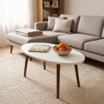 Coffee table Sartori white with natural color 90x45x43cm