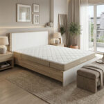 Bed with mattress Athos-Nemesis sonoma-white 160x200cm