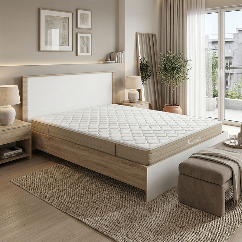 200-001665 Bed with mattress Athos-Nemesis sonoma-white 160x200cm - Слика 1