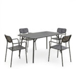 Moraja Deraby set of 5 pieces black metal 140x80x72cm - Image 2
