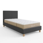 Bed with mattress Nevil-Nemesis anthracite fabric with natural color leg 100x200cm - Image 2