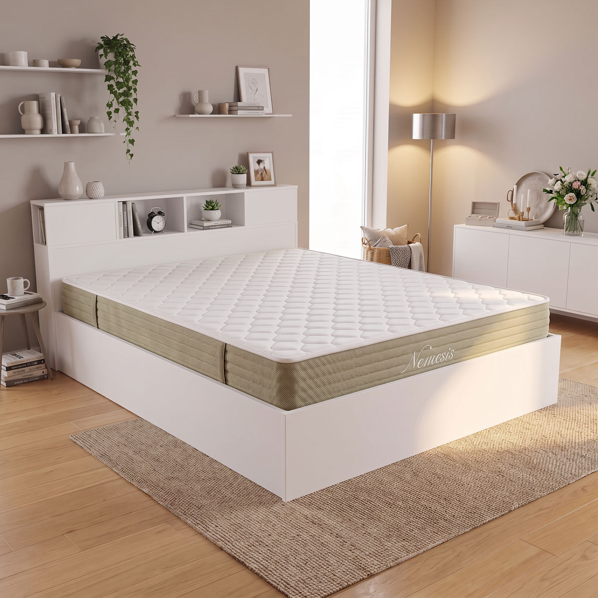 200-001820 Bed with mattress Olympus Nemesis white 160x200cm - Слика 1