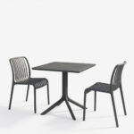 Dining room Zoi Groovy 3pcs set anthracite PP 80x80x74cm - Image 2