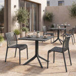 Dining room Zoi Groovy 3pcs set anthracite PP 80x80x74cm