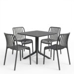 Dining room Zoi Groovy 5pcs set anthracite PP 80x80x74cm - Image 2
