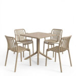 Dining set Zoi Groovy set 5pcs cappuccino PP 80x80x74cm - Слика 2