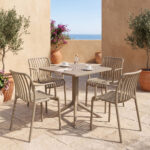Dining set Zoi Groovy set 5pcs cappuccino PP 80x80x74cm