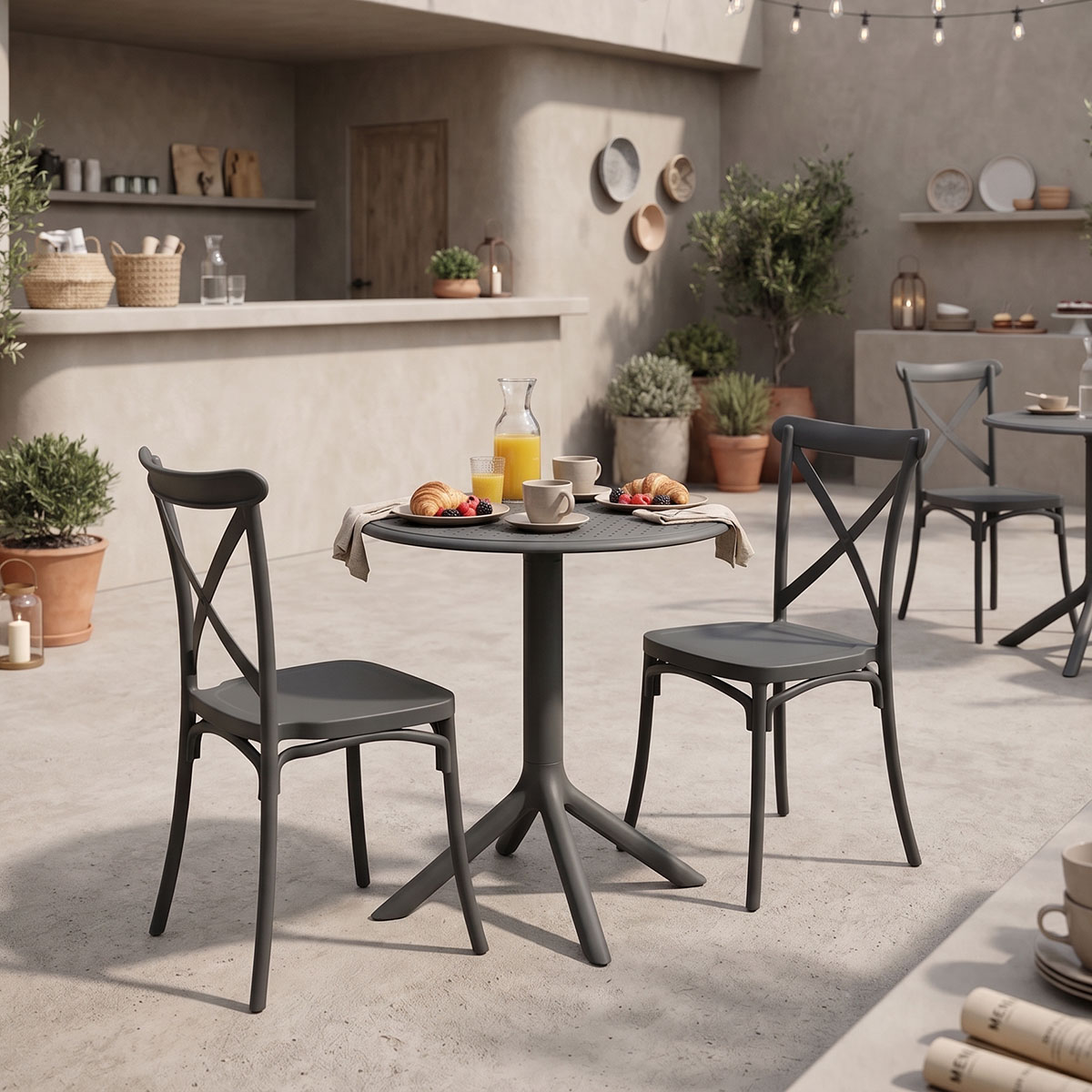 200-001855 Dining set Mercon Crossie set 3pcs anthracite PP Φ60x75cm - Слика 1