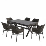 Dining set Dagyn Ortegia set 7pcs anthracite aluminum and PE rope 180-240x90x76cm - Слика 2