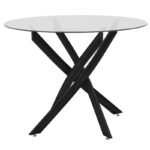 Dining room with Julita chairs grey and Antoro table glass with black metal Φ80x75cm set 5pcs - Слика 4