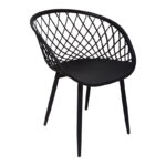 Dining room with Ezra Armchairs black and Antoro table glass with black metal Φ80x75cm Set 5pcs - Слика 6