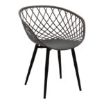Dining room with Ezra Armchairs anthracite and Antoro table glass with black metal Φ80x75cm Set 5pcs - Слика 6
