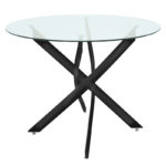 Dining Set with Julita Chairs grey and Antoro Table glass with black metal Φ100x75cm Set 5pcs - Слика 3