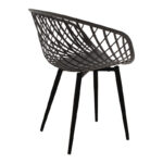 Dining Set with Ezra anthracite Armchairs and Antoro Table glass with black metal Φ100x75cm Set 5pcs - Image 6