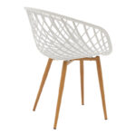 Dining Set with Ezra white Armchairs and Antoro Table glass with metal in natural finish Φ100x75cm Set 5pcs - Слика 6