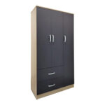 Athos Sonoma-Anthracite Bedroom Set with 3 Door Wardrobe and Dreamer Mattress 140x200cm 3 Piece Set - Image 5
