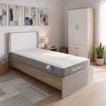 Athos Sonoma-White Bedroom Set with 2 Door Wardrobe and Dreamer Mattress 90x190cm 3 Piece Set
