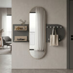 Entrance unit with coat rack and mirror Baunty sonoma-anthracite 125x11x122cm