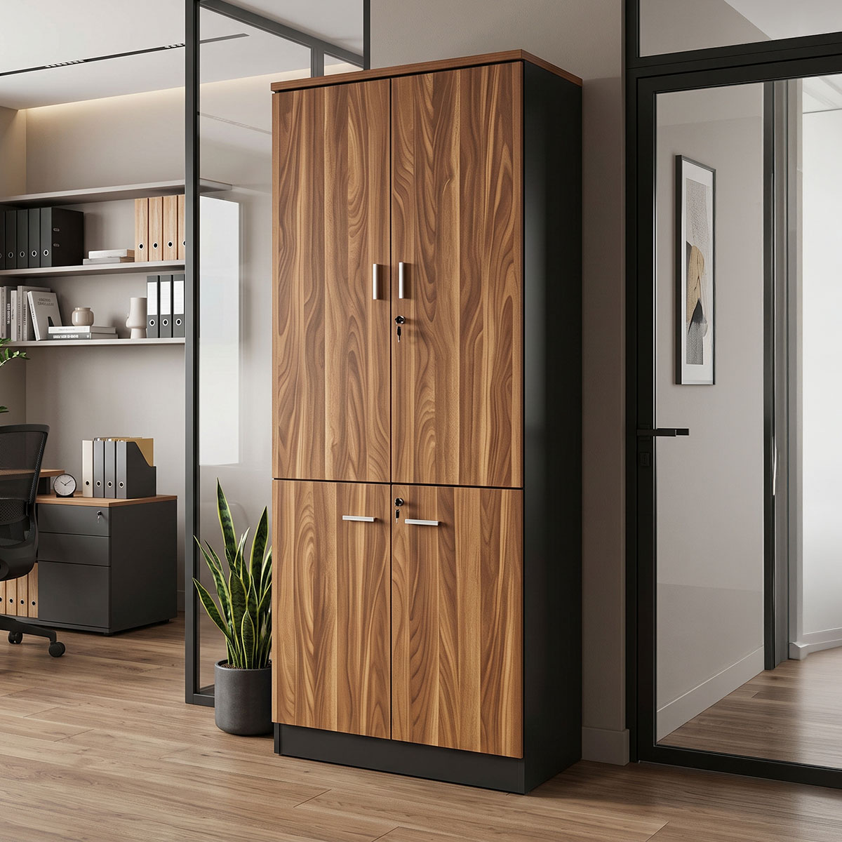 246-000047 Professional cabinet Enhansa walnut anhracite 80x40x200cm - Слика 1