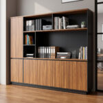 Professional bookcase Oukda walnut anthracite 200x40x200cm