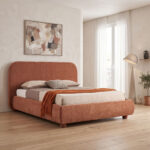 Bed Salena terracotta fabric 160x200cm