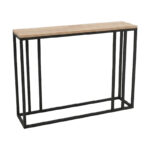 Cansbia console table oak with black metal 100x25x75cm - Слика 2