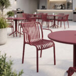 Armchair Zoi stackable burgundy red PP 54x57.5x79cm