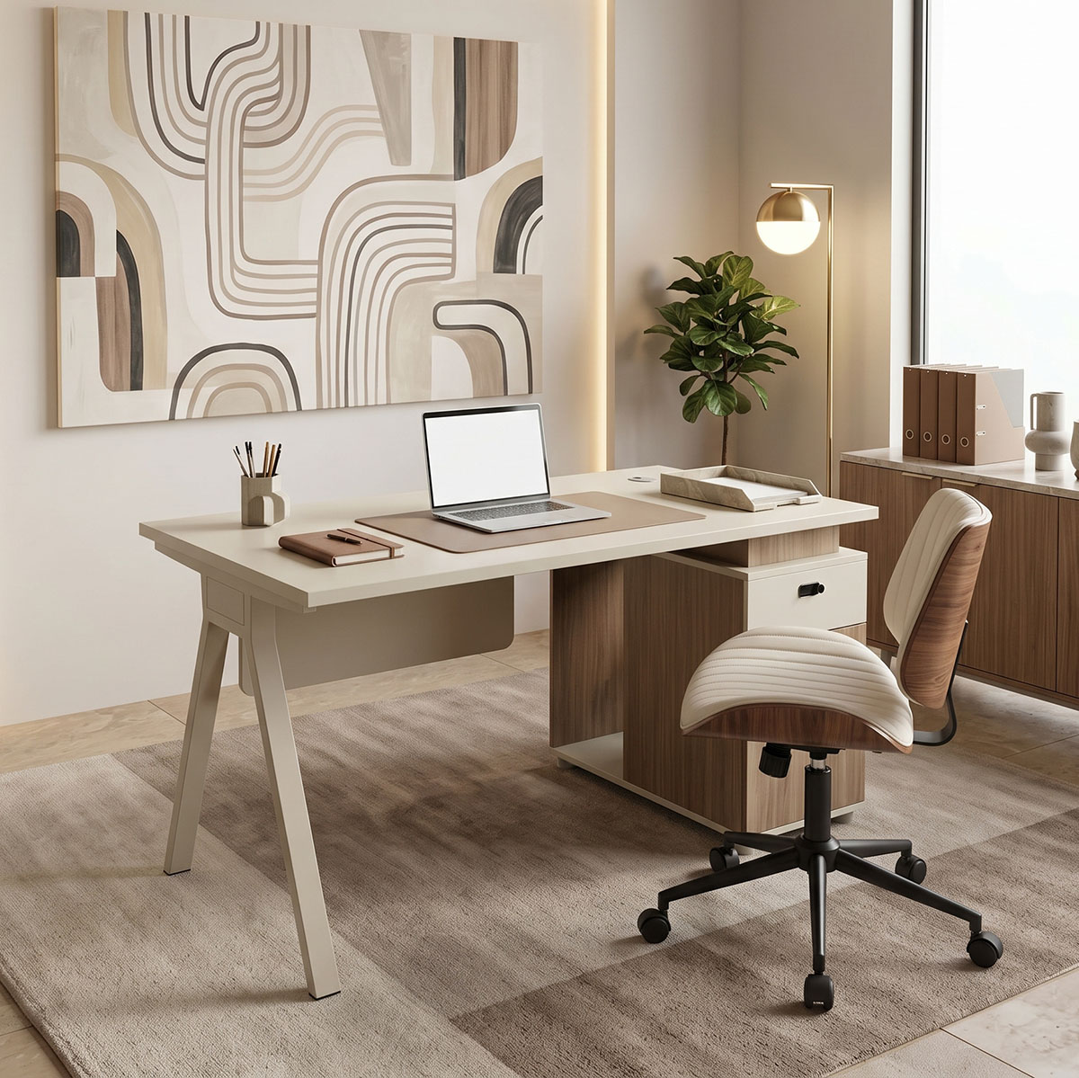 367-000027 Professional work desk Stark reversible in oak-beige shade 120x60x75cm - Слика 1