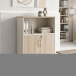 Low office cabinet professional Stark in oak-beige shade 80x40x120cm