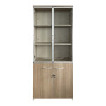 Office wardrobe with glass doors Stark in oak-beige shade 80x40x200cm - Image 3