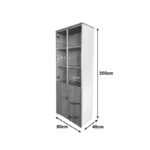 Office wardrobe with glass doors Stark in oak-beige shade 80x40x200cm - Image 4