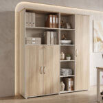 Office bookcase Stark in oak-beige shade 160x40x200cm