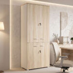 Office cabinet Stark in oak-beige 80x40x200cm