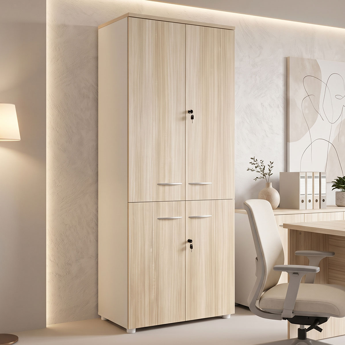 367-000034 Office cabinet Stark in oak-beige 80x40x200cm - Image 1