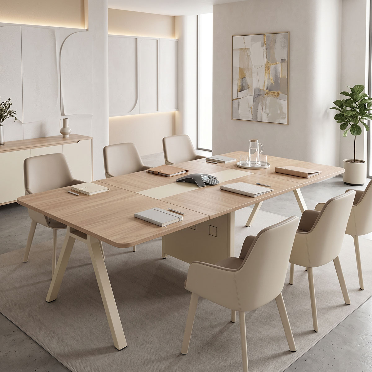 367-000035 Meeting table Stark in oak-beige shade 200x120x75cm - Image 1